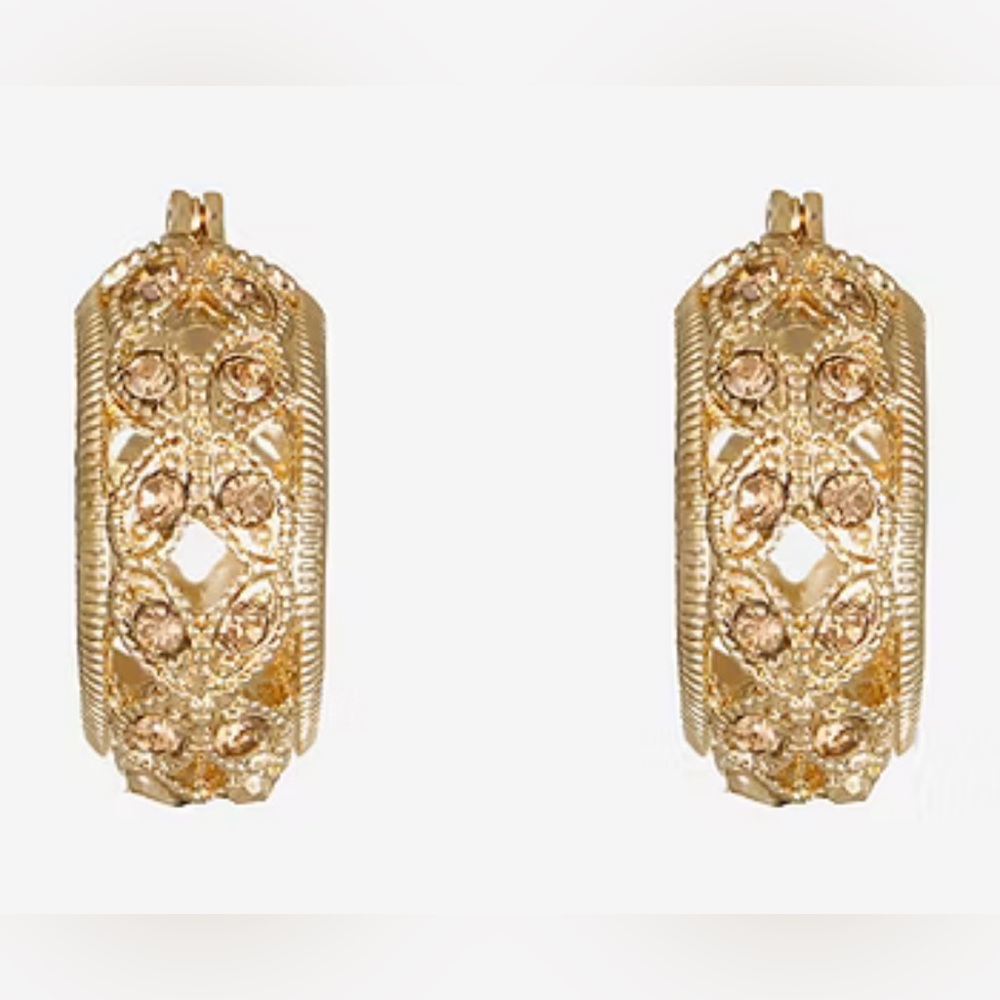 Monet Gold Hoop Earrings - Picture 5 of 6